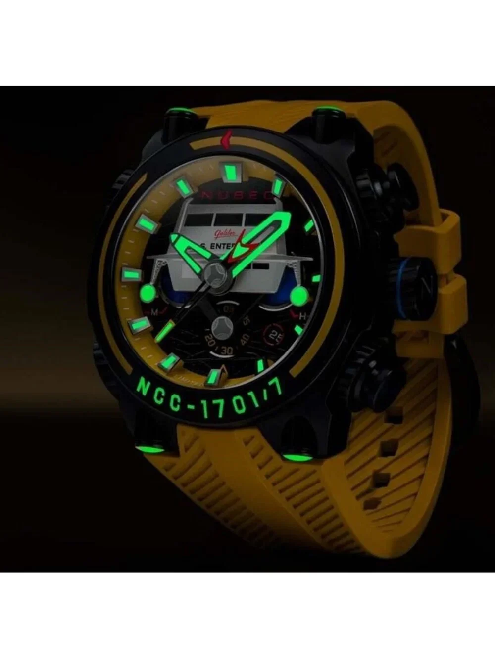 NWT Nubeo Deimos Chronograph Yellow Dial Men's Watch